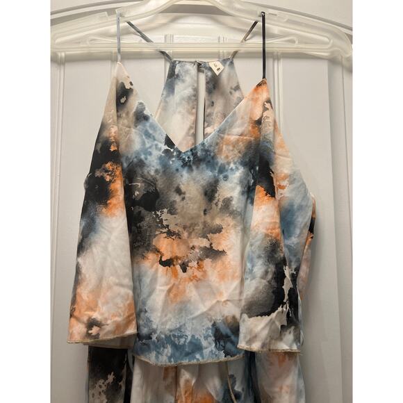 Tyche Women’s Sleeveless Watercolor Summer V-Neck Romper Size M Multicolor - Picture 3 of 5